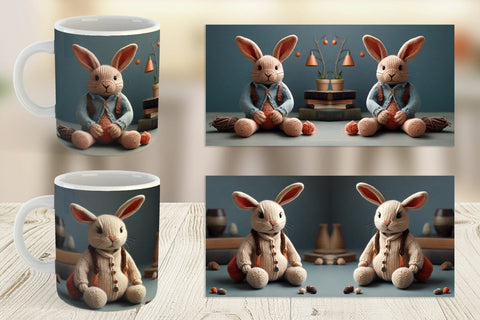 Mug Wrap Rabbit Embroidery Sublimation artnoy 