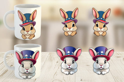 Mug Wrap Rabbit Patriotic Sublimation artnoy 