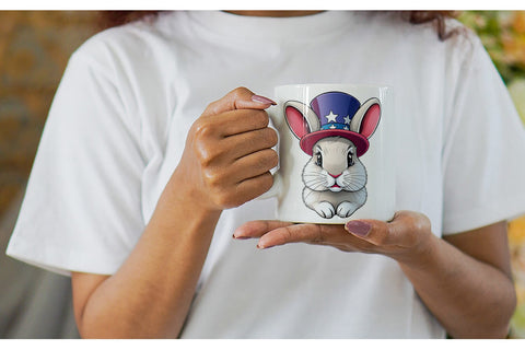 Mug Wrap Rabbit Patriotic Sublimation artnoy 