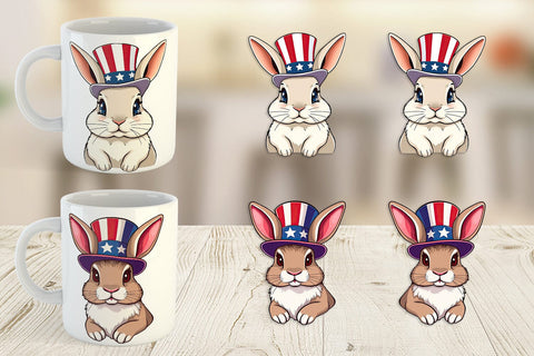 Mug Wrap Rabbit Patriotic Sublimation artnoy 