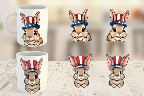 Mug Wrap Rabbit Patriotic Sublimation artnoy 