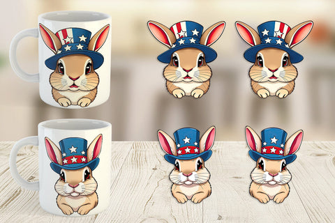 Mug Wrap Rabbit Patriotic Sublimation artnoy 