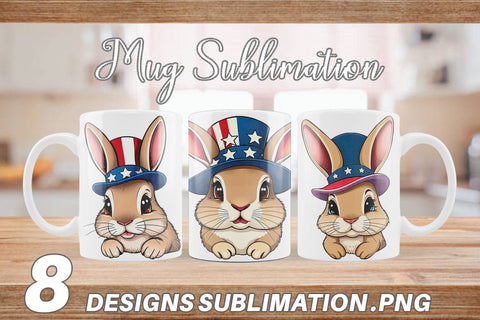 Mug Wrap Rabbit Patriotic Sublimation artnoy 