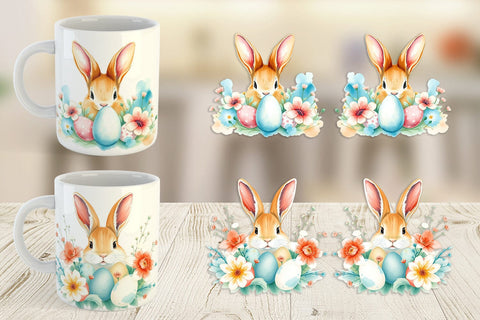 Mug Wrap Rabbit Peeking Sublimation artnoy 