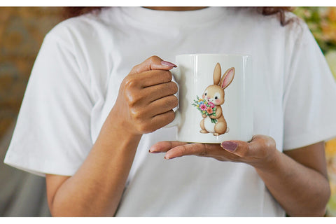 Mug Wrap Rabbit Spring Bouquet Sublimation artnoy 