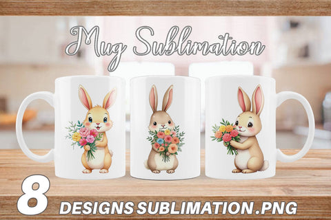 Mug Wrap Rabbit Spring Bouquet Sublimation artnoy 