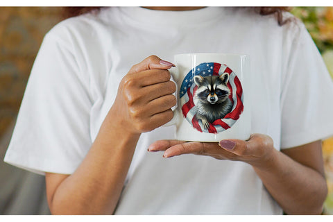 Mug Wrap Raccoon 4th of July Sublimation artnoy 