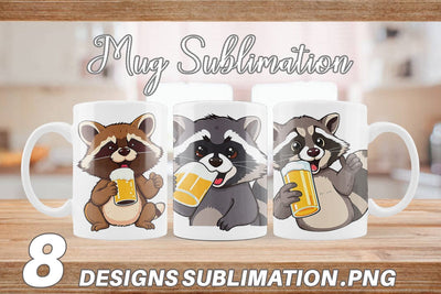 Mug Wrap Raccoon Beer Day Sublimation artnoy 