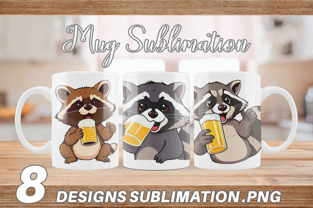 Mug Wrap Raccoon Beer Day Sublimation artnoy 