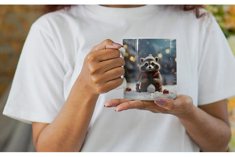 Mug Wrap Raccoon Christmas Sublimation artnoy 