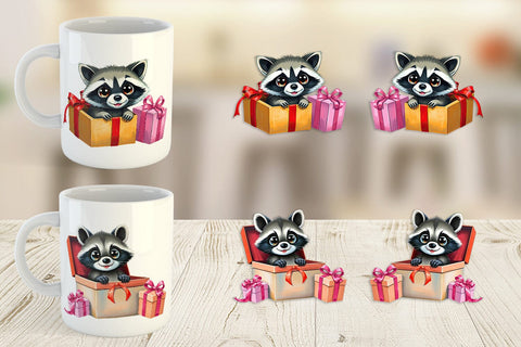 Mug Wrap Raccoon Gift Sublimation artnoy 