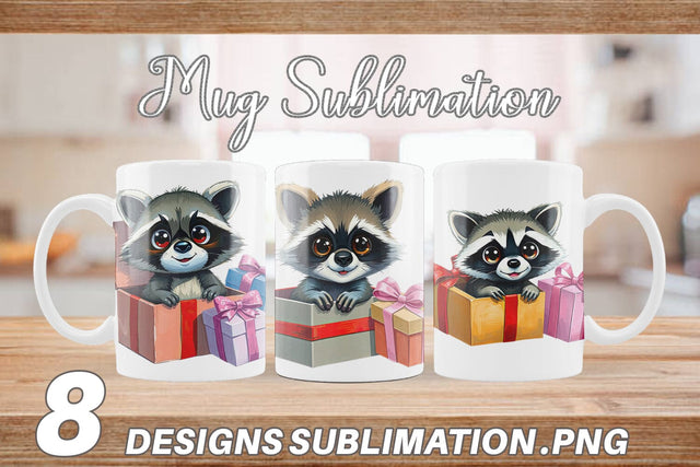 Mug Wrap Raccoon Gift Sublimation artnoy 