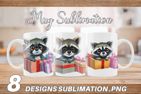 Mug Wrap Raccoon Gift Sublimation artnoy 