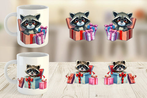 Mug Wrap Raccoon Gift Sublimation artnoy 