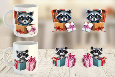 Mug Wrap Raccoon Gift Sublimation artnoy 