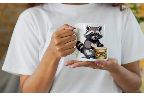 Mug wrap Raccoon with Sandwich Sublimation artnoy 