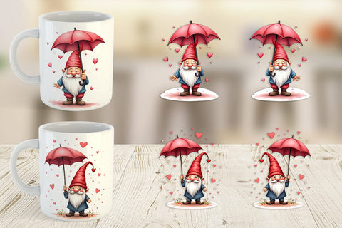 Mug Wrap Rain Umbrella Gnome Sublimation artnoy 