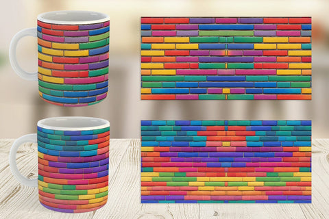 Mug Wrap Rainbow Brick Texture Sublimation artnoy 