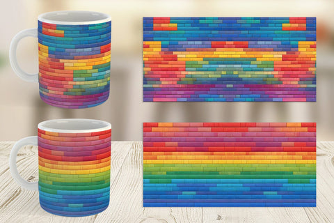 Mug Wrap Rainbow Brick Texture Sublimation artnoy 