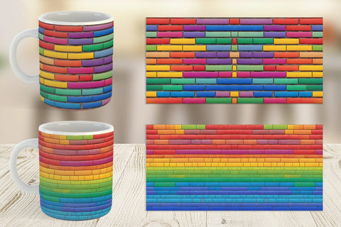 Mug Wrap Rainbow Brick Texture Sublimation artnoy 