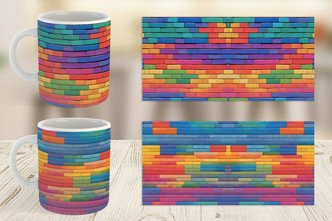 Mug Wrap Rainbow Brick Texture Sublimation artnoy 