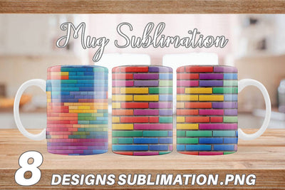 Mug Wrap Rainbow Brick Texture Sublimation artnoy 