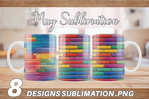 Mug Wrap Rainbow Brick Texture Sublimation artnoy 