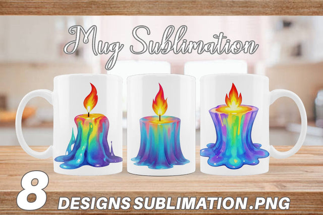 Mug Wrap Rainbow Fire Candle Sublimation artnoy 