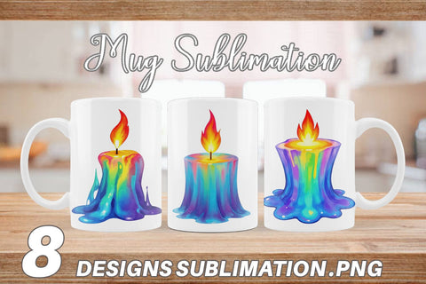 Mug Wrap Rainbow Fire Candle Sublimation artnoy 