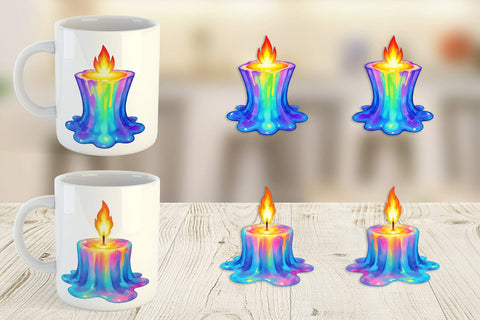 Mug Wrap Rainbow Fire Candle Sublimation artnoy 