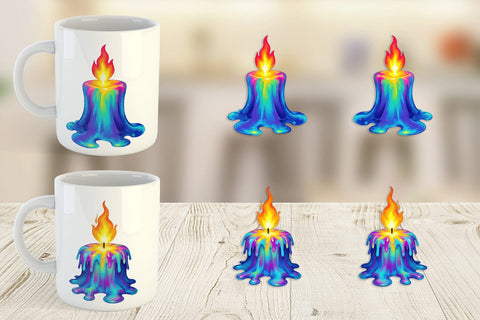 Mug Wrap Rainbow Fire Candle Sublimation artnoy 