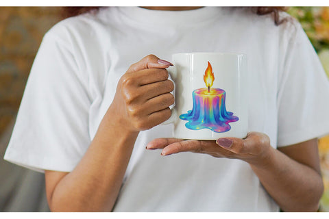 Mug Wrap Rainbow Fire Candle Sublimation artnoy 