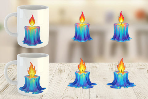 Mug Wrap Rainbow Fire Candle Sublimation artnoy 