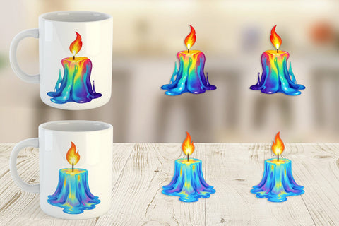 Mug Wrap Rainbow Fire Candle Sublimation artnoy 