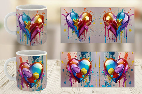 Mug Wrap Rainbow Hearts Sublimation artnoy 