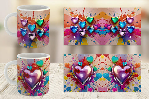 Mug Wrap Rainbow Hearts Sublimation artnoy 