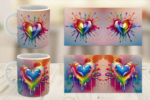 Mug Wrap Rainbow Hearts Sublimation artnoy 