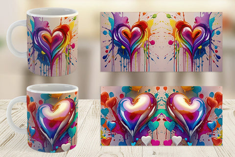 Mug Wrap Rainbow Hearts Sublimation artnoy 