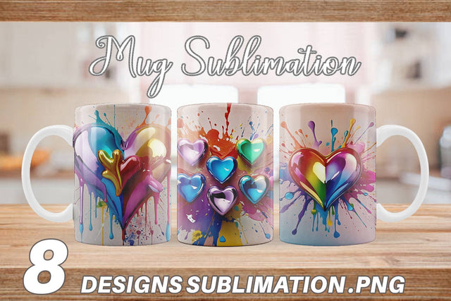 Mug Wrap Rainbow Hearts Sublimation artnoy 