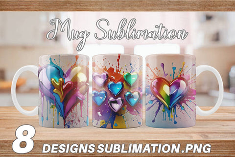 Mug Wrap Rainbow Hearts Sublimation artnoy 