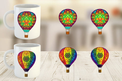 Mug Wrap Rainbow Hot Air Balloon Sublimation artnoy 