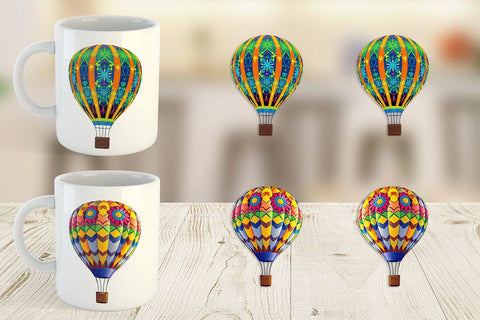 Mug Wrap Rainbow Hot Air Balloon Sublimation artnoy 