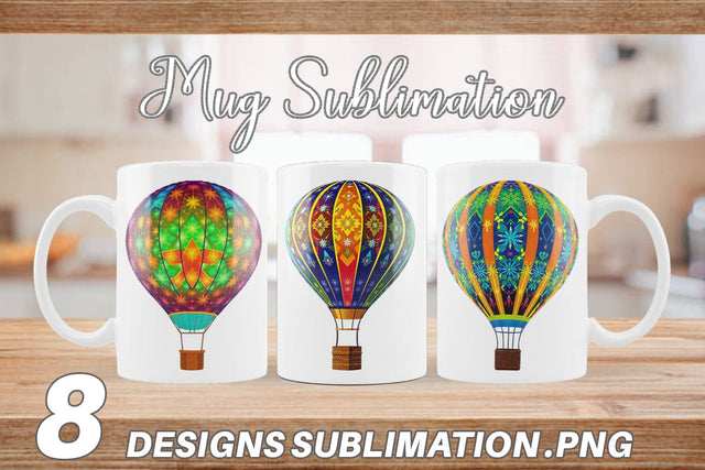 Mug Wrap Rainbow Hot Air Balloon Sublimation artnoy 
