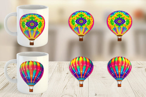 Mug Wrap Rainbow Hot Air Balloon Sublimation artnoy 