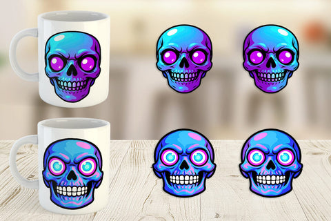 Mug Wrap Rainbow Skull Smirk Sublimation artnoy 