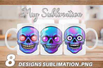 Mug Wrap Rainbow Skull Smirk Sublimation artnoy 