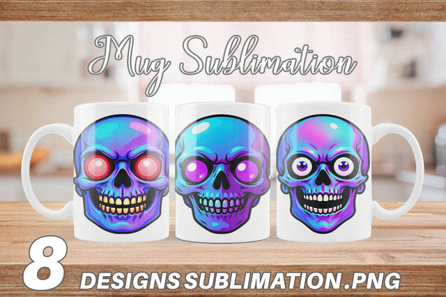 Mug Wrap Rainbow Skull Smirk Sublimation artnoy 