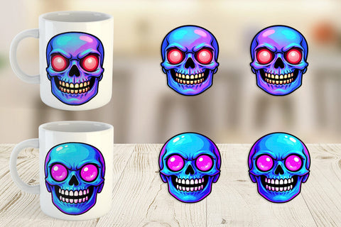 Mug Wrap Rainbow Skull Smirk Sublimation artnoy 