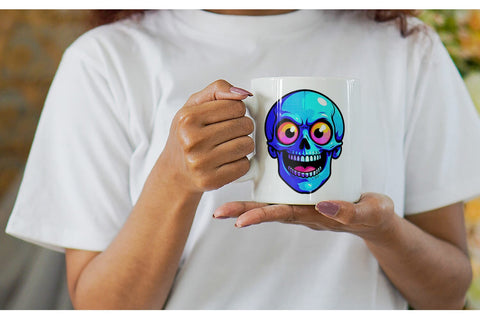 Mug Wrap Rainbow Skull Smirk Sublimation artnoy 