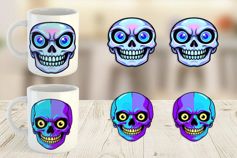 Mug Wrap Rainbow Skull Smirk Sublimation artnoy 